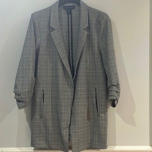 Rachel Zoe Checkered Three Quarter Sleeve Blazer